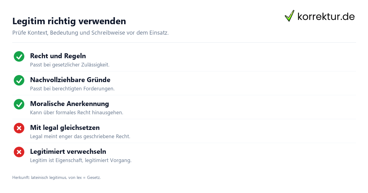 Legitim richtig verwenden legitim Bedeutung: richtige Verwendung und typische Fehler