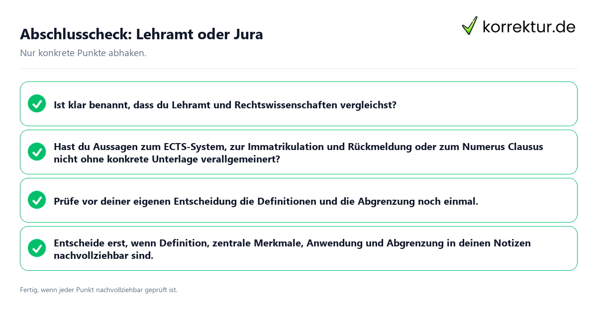 Konkreter Abschlusscheck zu Lehramt oder Jura