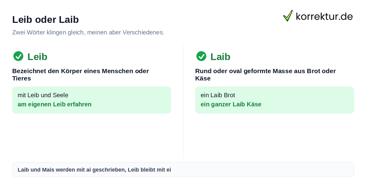 Leib oder Laib Leib oder Laib richtig verwenden: Unterschied erklärt