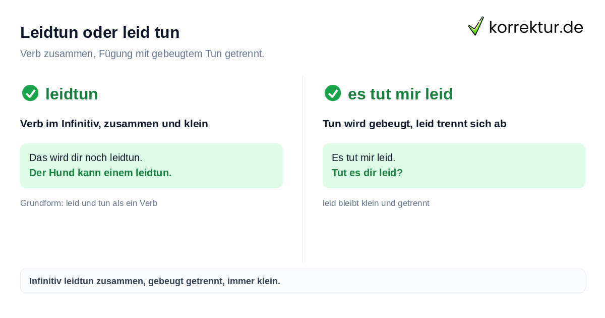 Leidtun oder leid tun Leidtun oder leid tun: Vergleich der richtigen Schreibweise