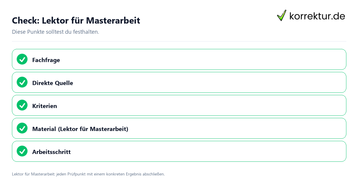 Check: Lektor für Masterarbeit Lektor für Masterarbeit mit einer themenspezifischen Checkliste