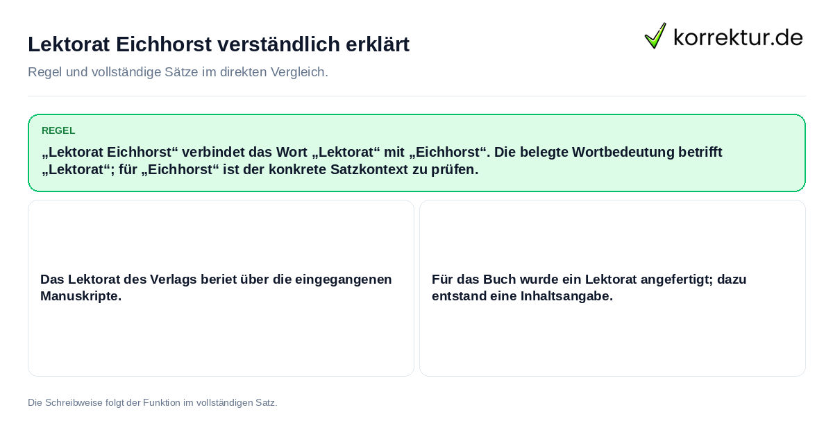 Konkrete Regel und vollständige Beispielsätze zu Lektorat Eichhorst verständlich erklärt
