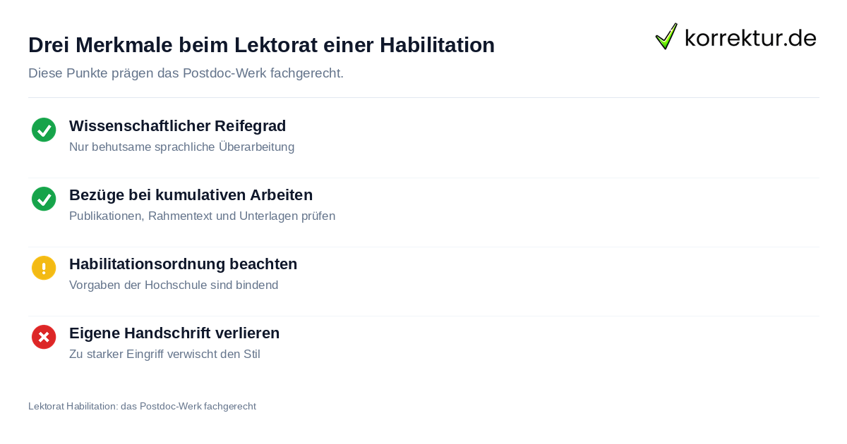 Lektorat Habilitation: drei Merkmale fürs Postdoc-Werk fachgerecht prüfen