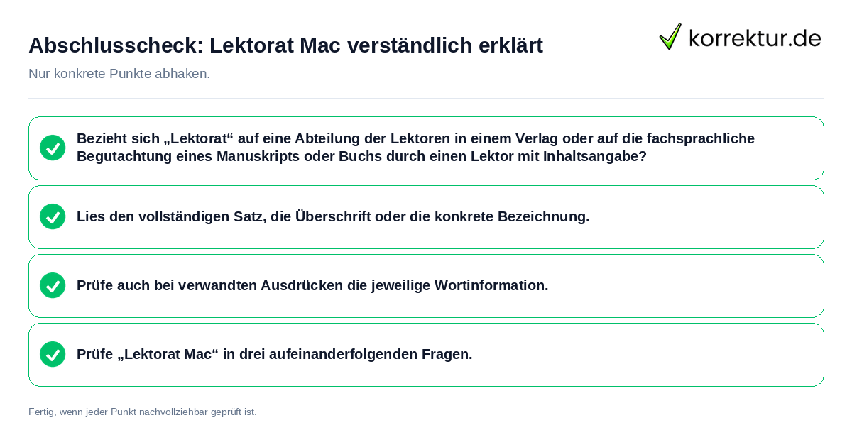 Konkreter Abschlusscheck zu Lektorat Mac verständlich erklärt