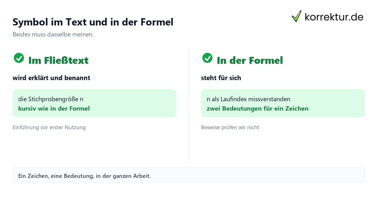 Symbol im Text und in der Formel Mathematik-Lektorat: Symbolgebrauch im Vergleich