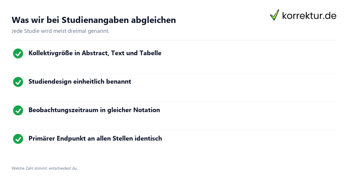 Was wir bei Studienangaben abgleichen Pharmazie-Lektorat: Abgleich von Studienangaben