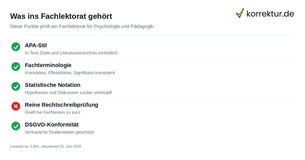 Was ins Fachlektorat gehört Lektorat Psychologie und Pädagogik: Kriterien für Fachlektorat