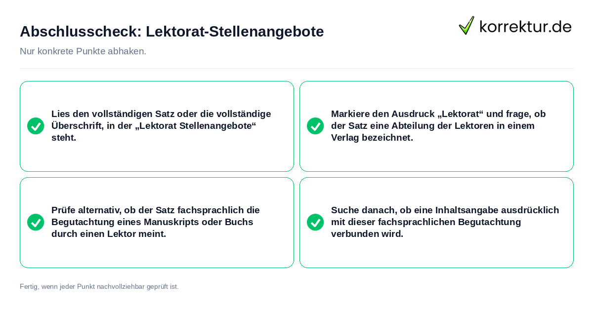 Abschlusscheck: Lektorat-Stellenangebote Konkreter Abschlusscheck zu Lektorat-Stellenangebote