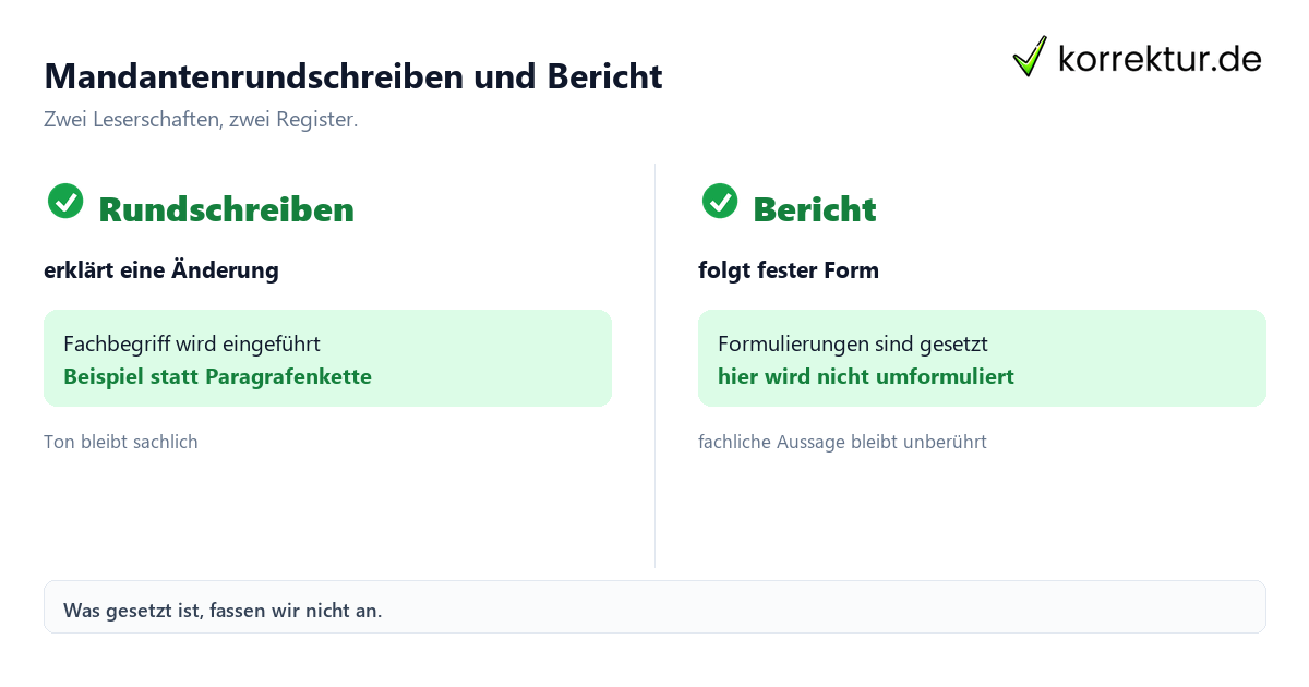 lektorat für: Steuerkanzlei: Rundschreiben und Bericht