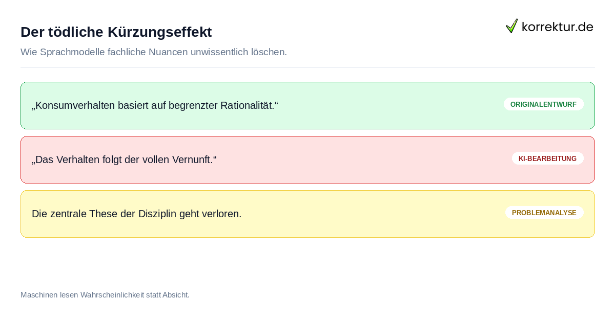 Der tödliche Kürzungseffekt KI-Fehlerbeispiel: Verlust des Begriffs beschränkt rational in der Behavorial Economics Analyse