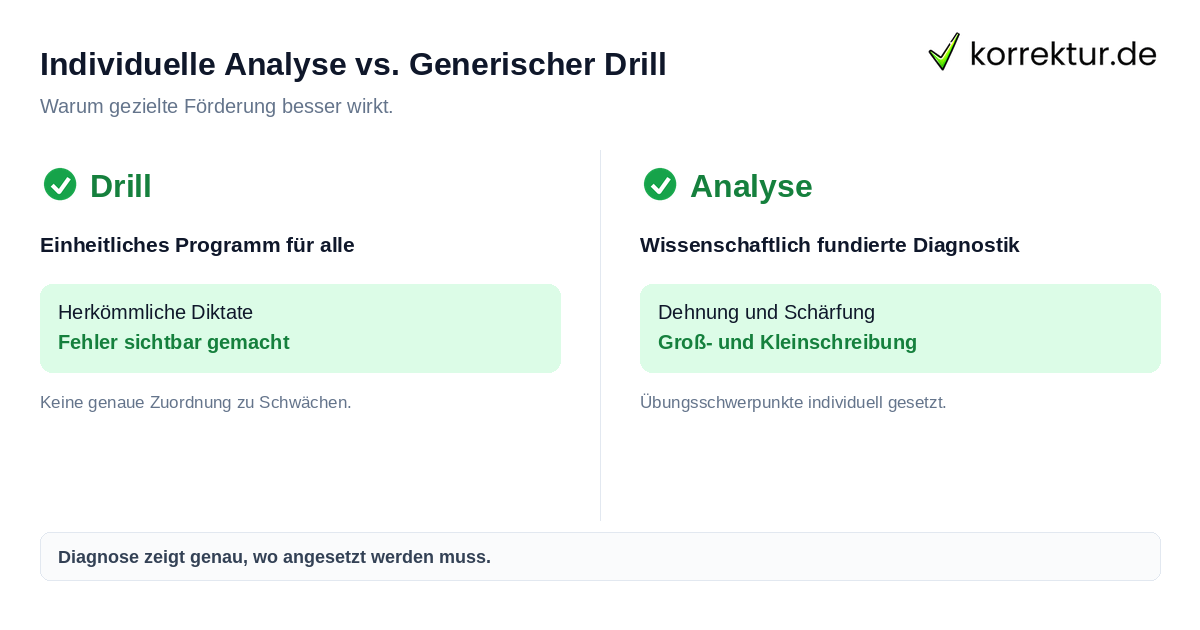 Vergleich zwischen individuellem Lernserver-Ansatz und generischem Rechtschreibdrill