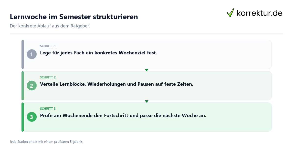 Konkrete Schritte zu Lernwoche im Semester strukturieren