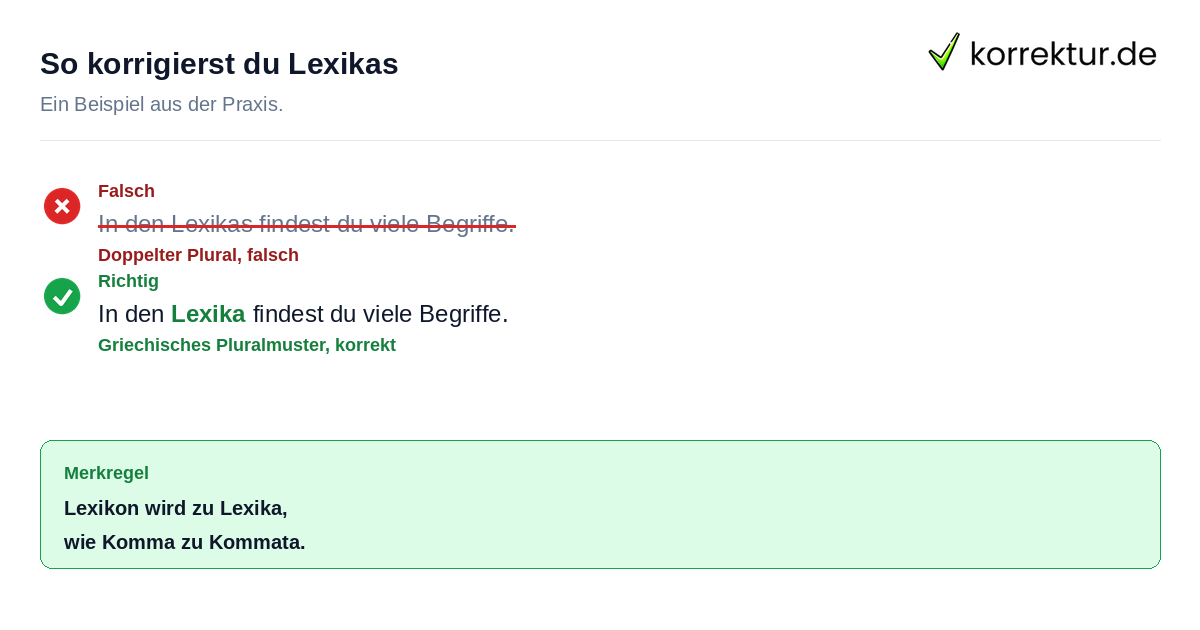 So korrigierst du Lexikas Rotstift-Korrektur: Plural von Lexikon richtig schreiben