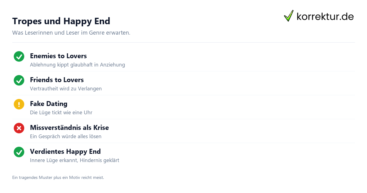 Liebesroman Tropes und Happy End Checkliste