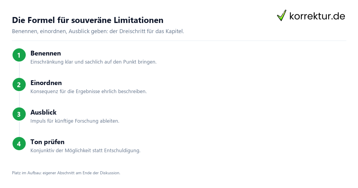 Limitationen – die typischen Kategorien Limitationen schreiben: Kategorien Stichprobe, Methode, Zeit, Theorie, Daten