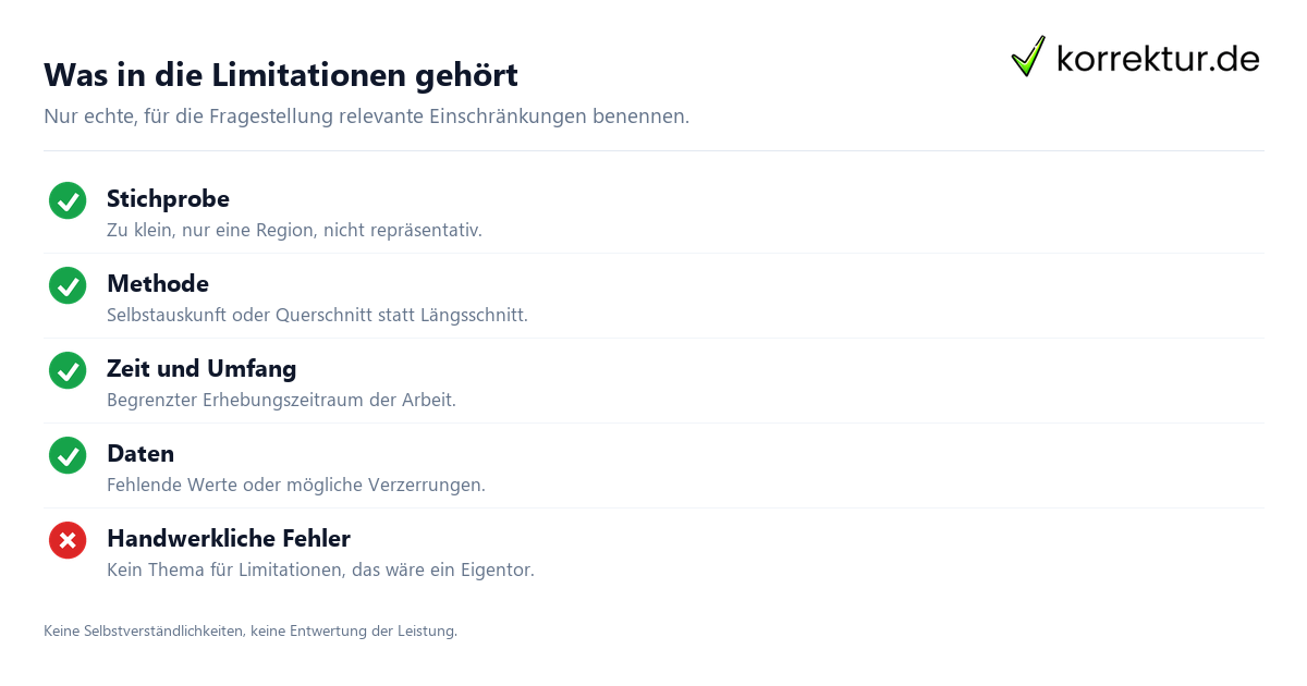Limitationen – der Dreischritt Limitationen Dreischritt: benennen, einordnen, Ausblick am Beispiel