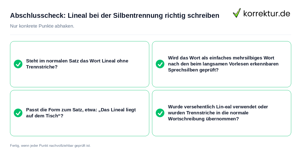 Abschlusscheck: Lineal bei der Silbentrennung richtig schreiben Konkreter Abschlusscheck zu Lineal bei der Silbentrennung richtig schreiben