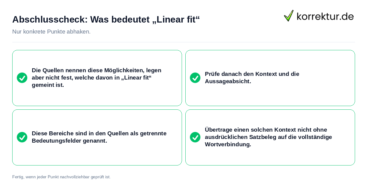 Konkreter Abschlusscheck zu Was bedeutet „Linear fit“