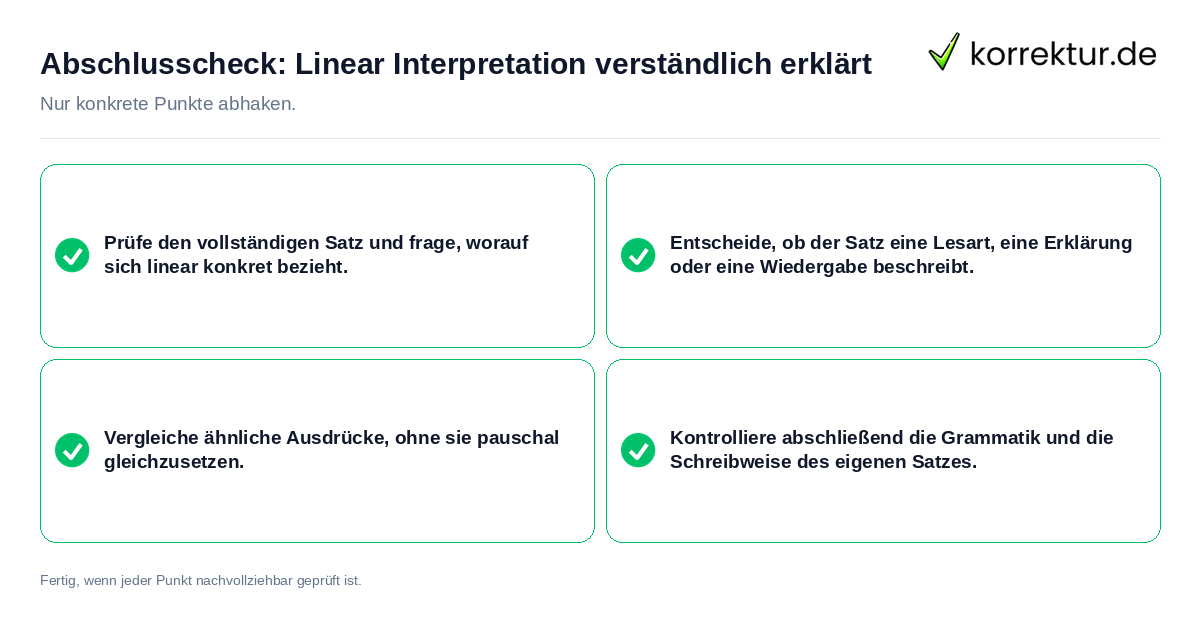 Konkreter Abschlusscheck zu Linear Interpretation verständlich erklärt