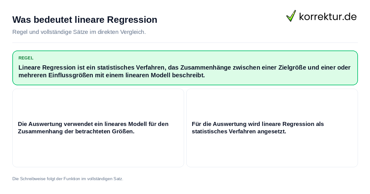 Konkrete Regel und vollständige Beispielsätze zu Was bedeutet lineare Regression