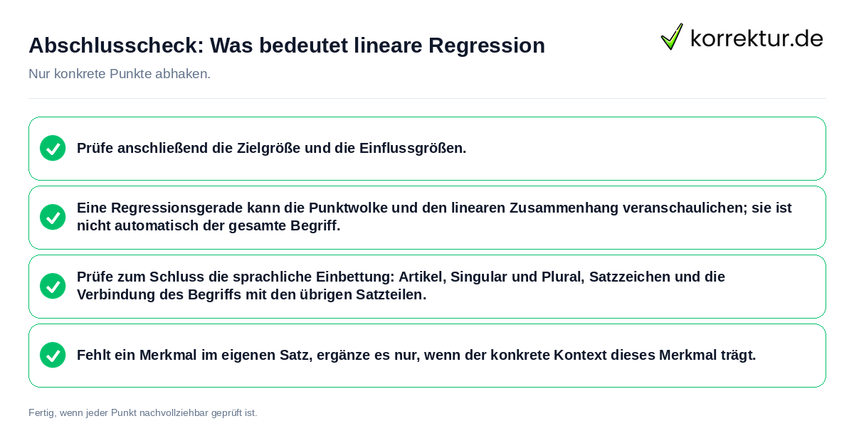 Konkreter Abschlusscheck zu Was bedeutet lineare Regression