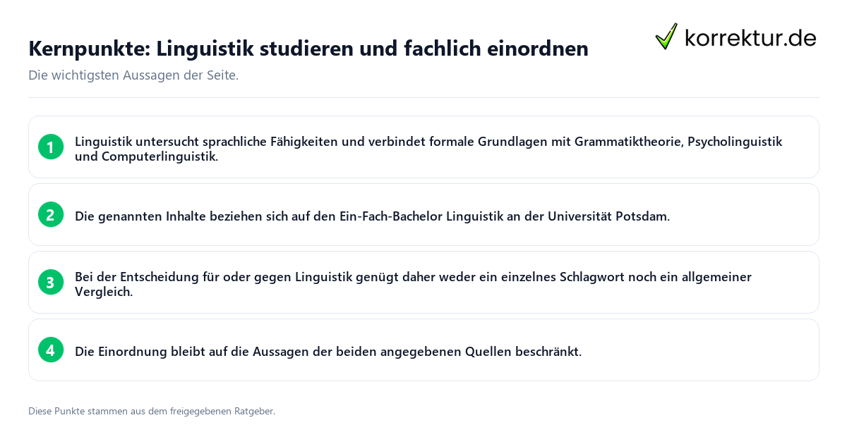 Konkrete Kernpunkte zu Linguistik studieren und fachlich einordnen