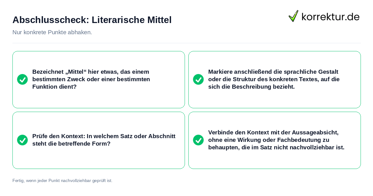 Konkreter Abschlusscheck zu Literarische Mittel