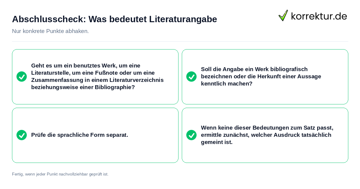 Konkreter Abschlusscheck zu Was bedeutet Literaturangabe