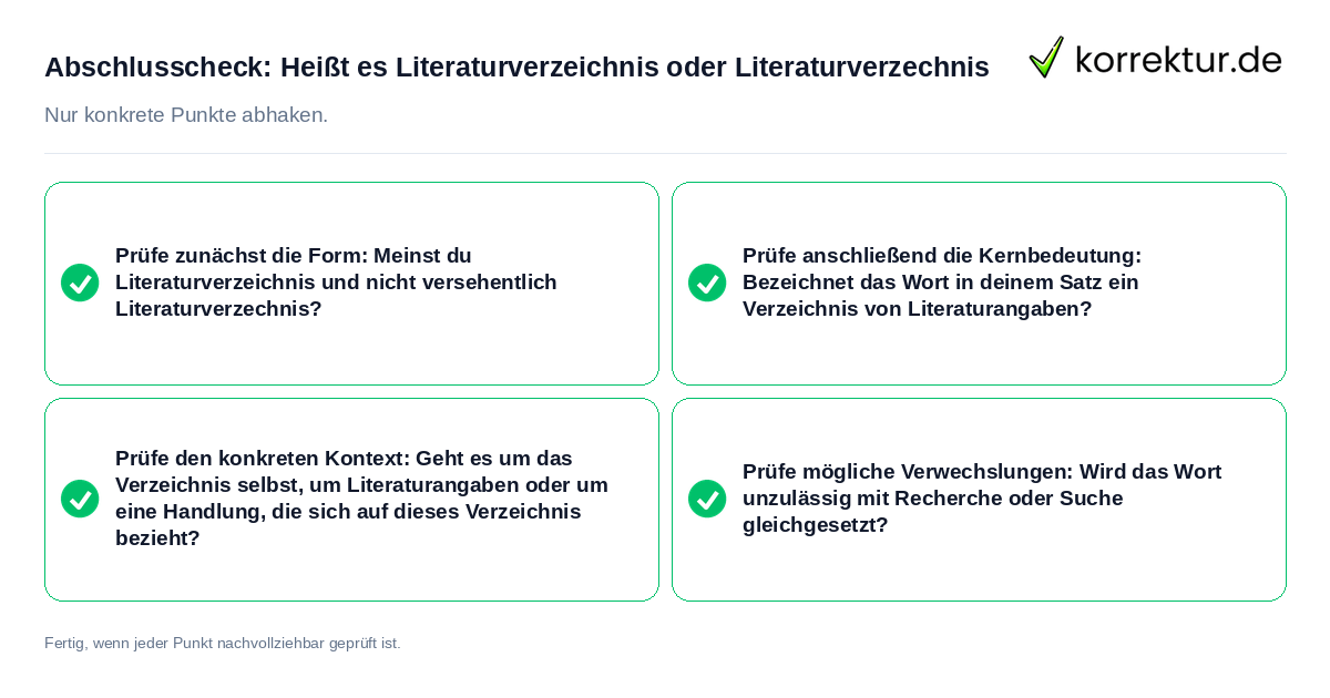 Abschlusscheck: Heißt es Literaturverzeichnis oder Literaturverzechnis Konkreter Abschlusscheck zu Heißt es Literaturverzeichnis oder Literaturverzechnis
