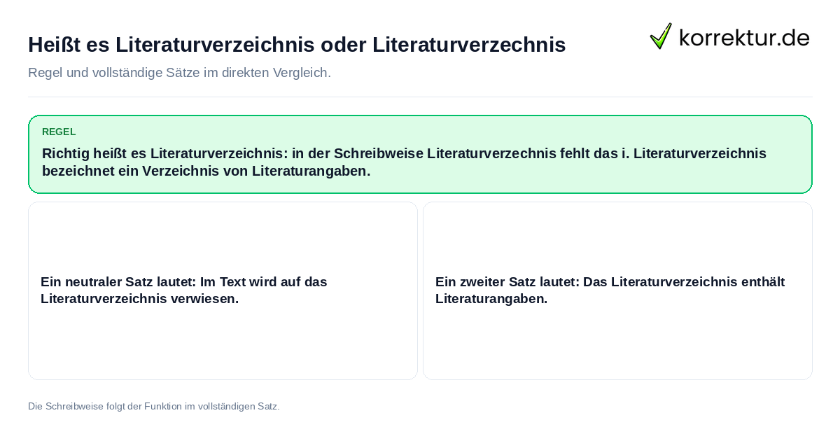 Heißt es Literaturverzeichnis oder Literaturverzechnis Konkrete Regel und vollständige Beispielsätze zu Heißt es Literaturverzeichnis oder