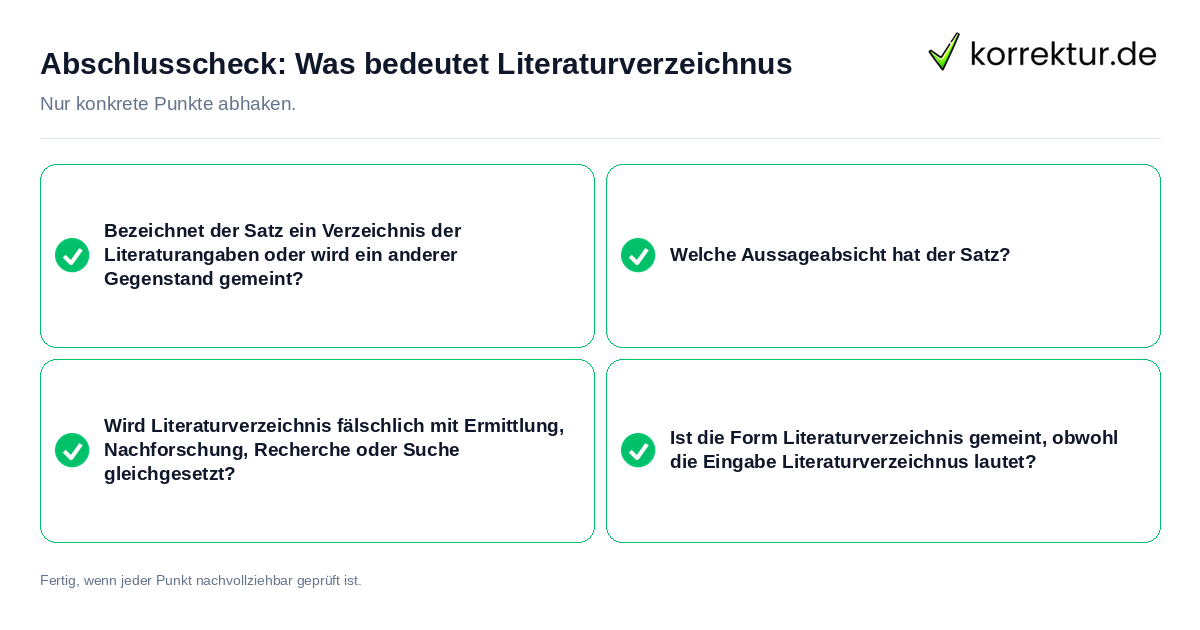 Konkreter Abschlusscheck zu Was bedeutet Literaturverzeichnus