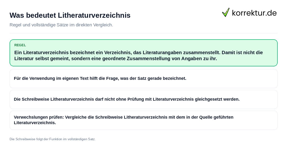 Was bedeutet Litheraturverzeichnis Konkrete Regel und vollständige Beispielsätze zu Was bedeutet Litheraturverzeichnis