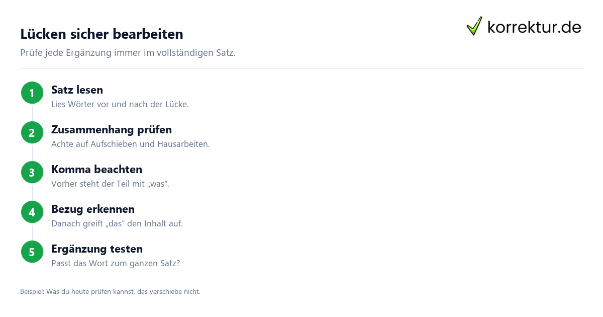 Was der Lückentext mit dem Sprichwort zeigt: Lücken im Satz prüfen