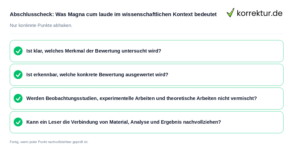 Abschlusscheck: Was Magna cum laude im wissenschaftlichen Kontext bedeutet Konkreter Abschlusscheck zu Was Magna cum laude im wissenschaftlichen Kontext bedeutet