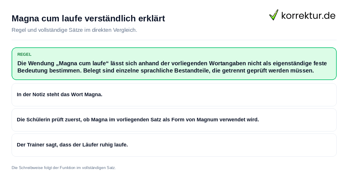 Magna cum laufe verständlich erklärt Konkrete Regel und vollständige Beispielsätze zu Magna cum laufe verständlich erklärt