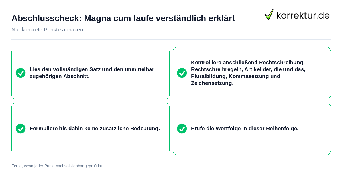 Abschlusscheck: Magna cum laufe verständlich erklärt Konkreter Abschlusscheck zu Magna cum laufe verständlich erklärt