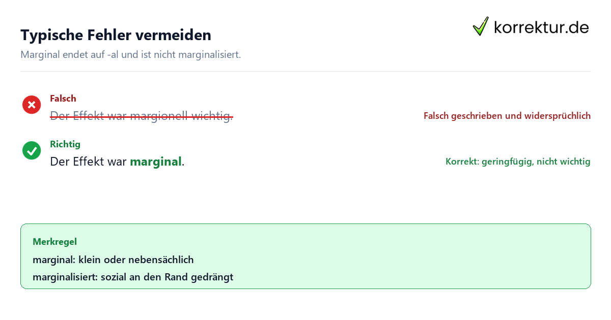 Typische Fehler vermeiden marginal Bedeutung: typische Fehler und korrekte Schreibweise