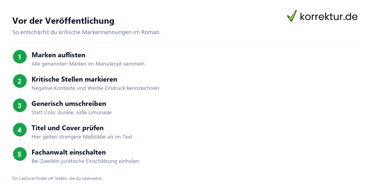 Vor der Veröffentlichung Markennamen im Roman rechtssicher prüfen: 5 Schritte