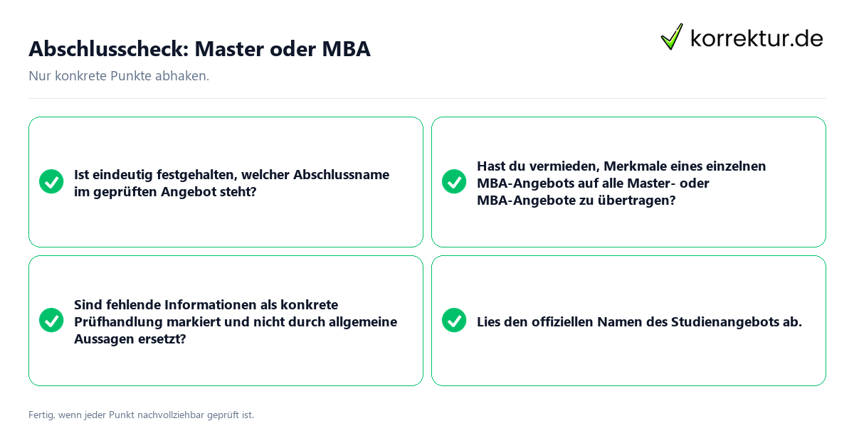 Konkreter Abschlusscheck zu Master oder MBA