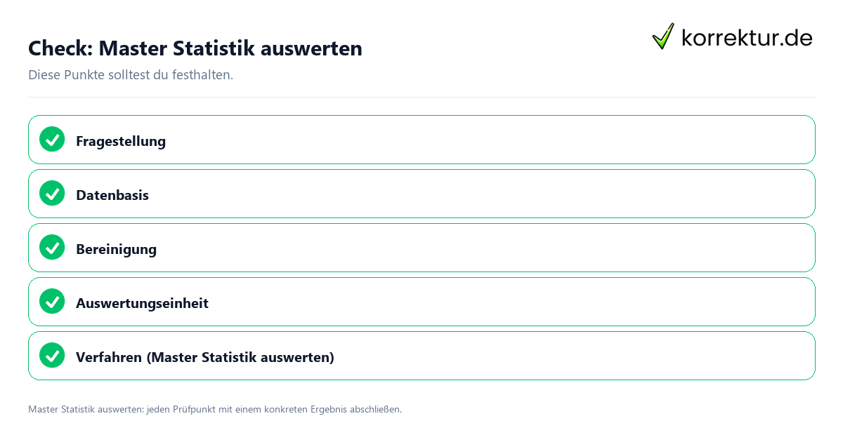 Check: Master Statistik auswerten Master Statistik auswerten mit einer themenspezifischen Checkliste