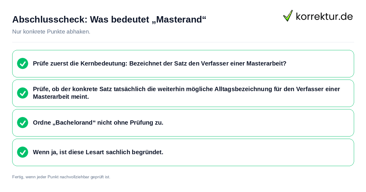 Konkreter Abschlusscheck zu Was bedeutet „Masterand“