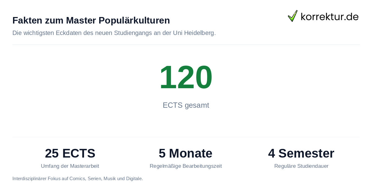 Masterarbeit Populärkulturen: Umfang und Dauer des Studiums in Heidelberg