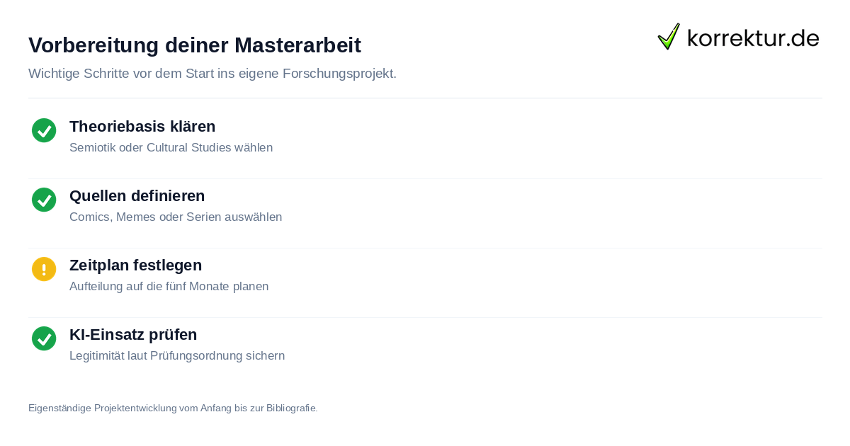 Vorbereitung deiner Masterarbeit Checkliste für die Masterarbeit über Populärkulturen schreiben
