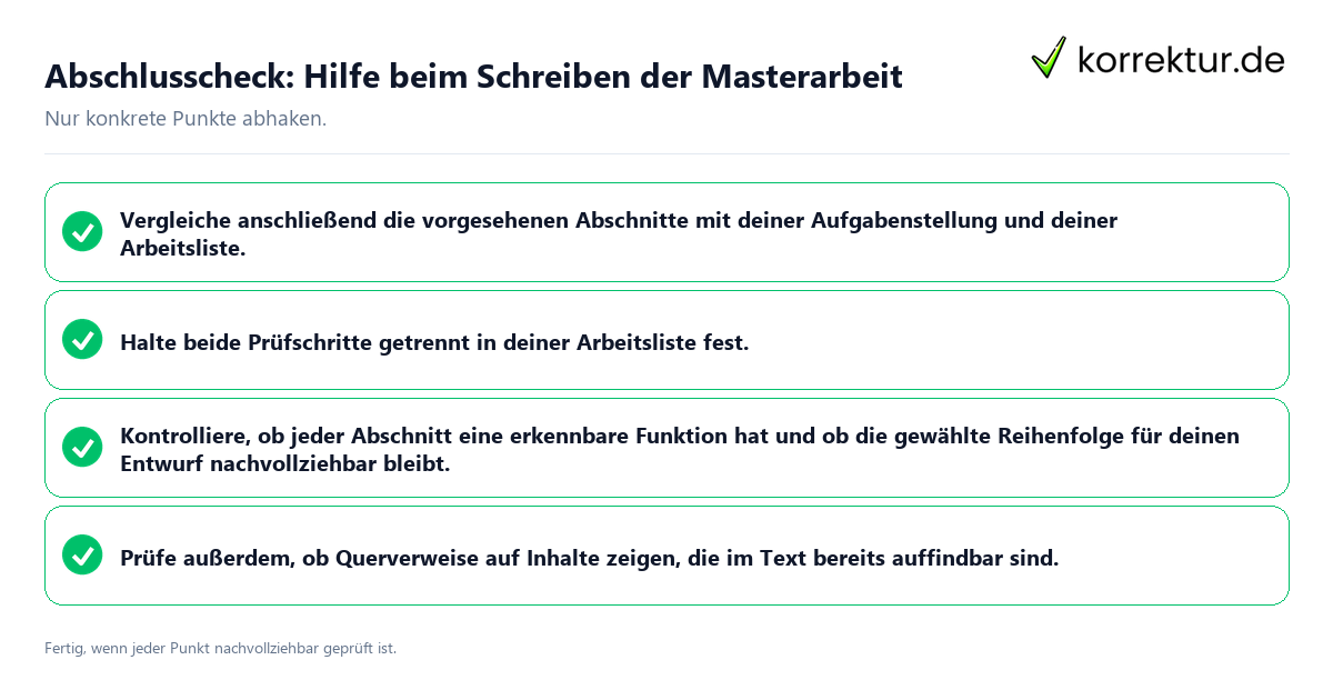 Abschlusscheck: Hilfe beim Schreiben der Masterarbeit Konkreter Abschlusscheck zu Hilfe beim Schreiben der Masterarbeit