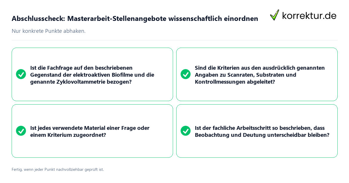 Abschlusscheck: Masterarbeit-Stellenangebote wissenschaftlich einordnen Konkreter Abschlusscheck zu Masterarbeit-Stellenangebote wissenschaftlich einordnen