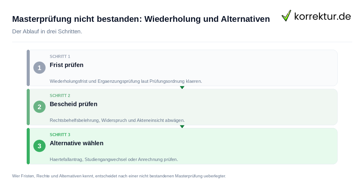 Masterprüfung nicht bestanden: Wiederholung und Alternativen Masterprüfung nicht bestanden: Wiederholung und Alternativen: der Ablauf in drei Schritten