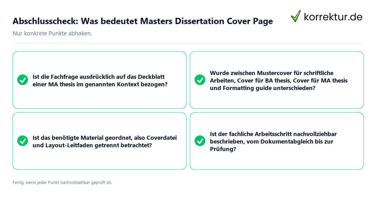 Konkreter Abschlusscheck zu Was bedeutet Masters Dissertation Cover Page