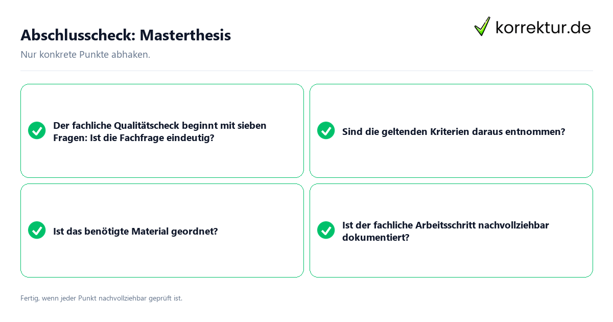 Konkreter Abschlusscheck zu Masterthesis