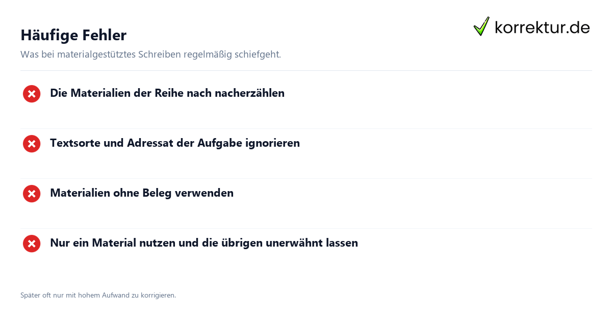 Häufige Fehler Materialgestütztes Schreiben im Abitur meistern: häufige Fehler