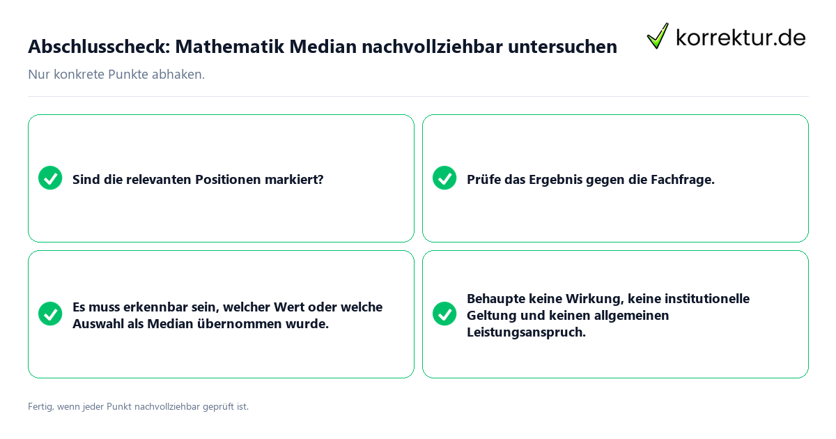 Konkreter Abschlusscheck zu Mathematik Median nachvollziehbar untersuchen